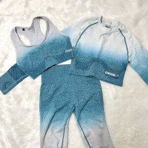 Gymshark Teal and White Ombre Set of 3